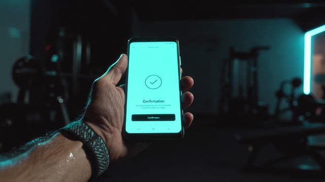 Fitness coach receiving instant crypto payment for online program with no chargeback risk